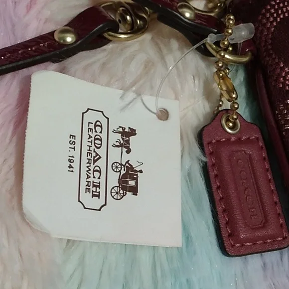 SALE! Auth Coach Sophia Mad Dotted Art Dark Red/Gold Bag & NWT Wristlet Bundle - Picture 7 of 16